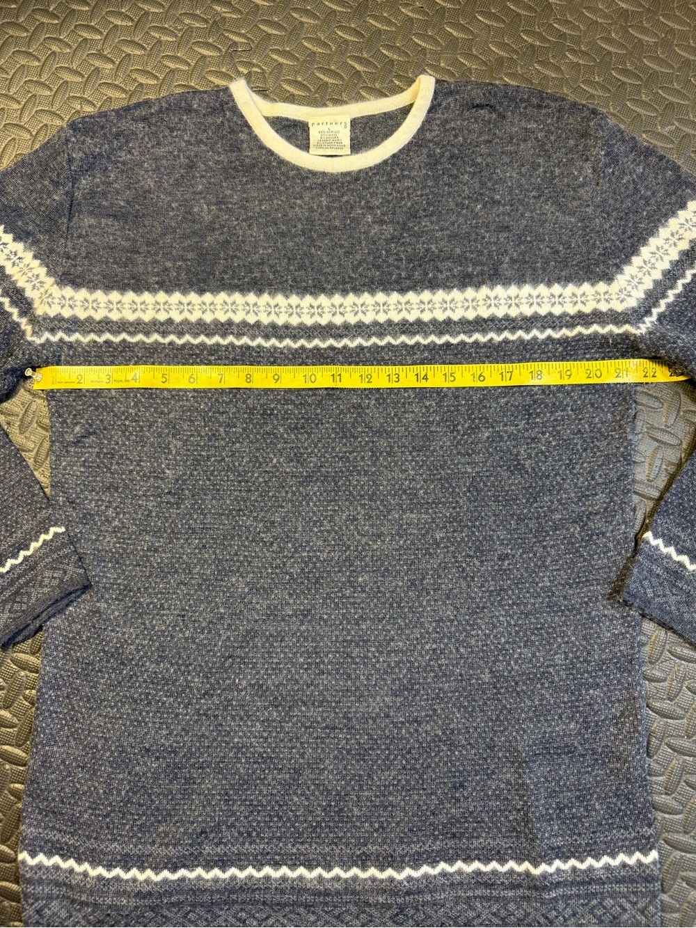 Vintage 80s Partners Nordic Angora Wool Sweater Navy Ivory Size L - Picture 5 of 8